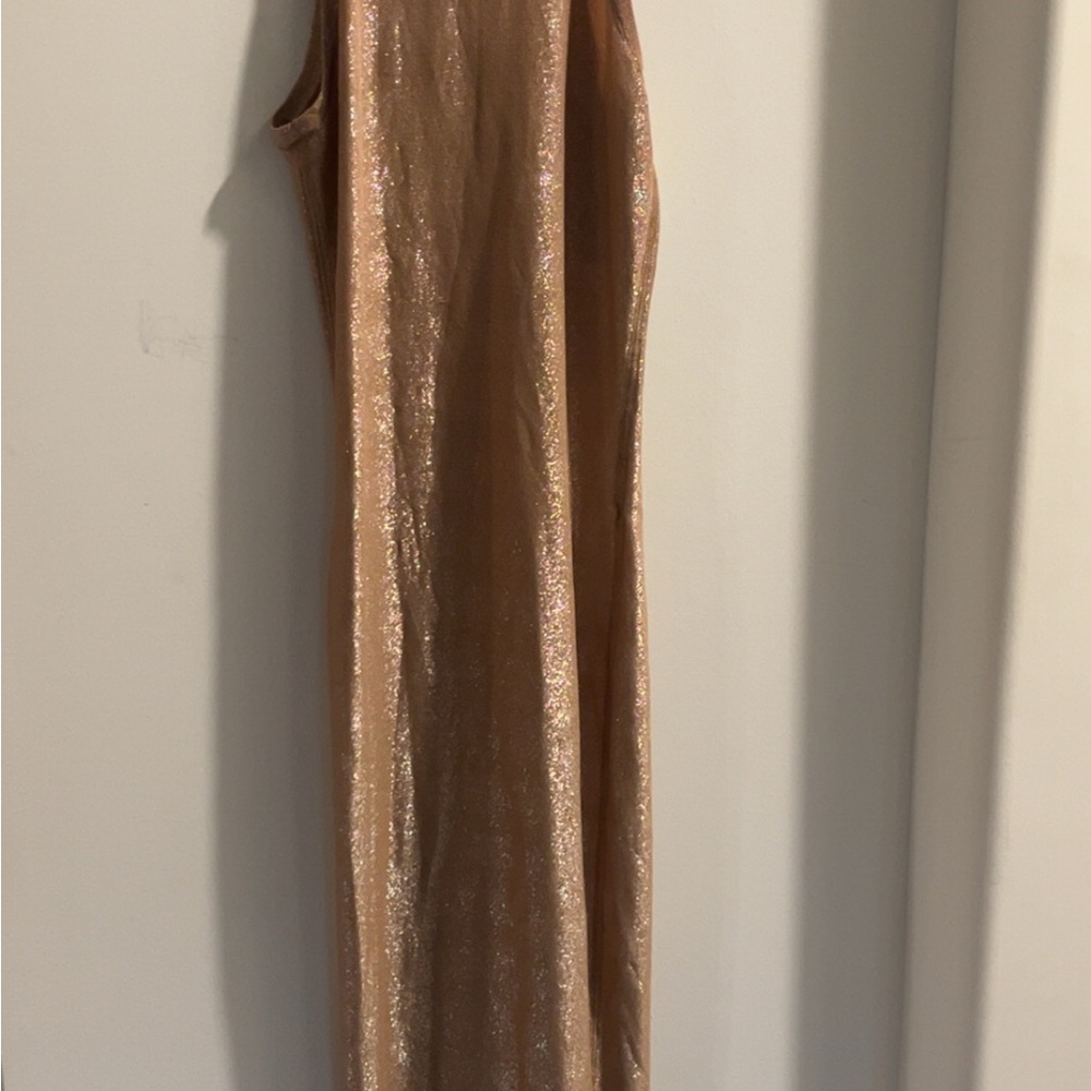 SKIMS SHIMMER FOIL RACERBACK TANK DRESS SIENNA